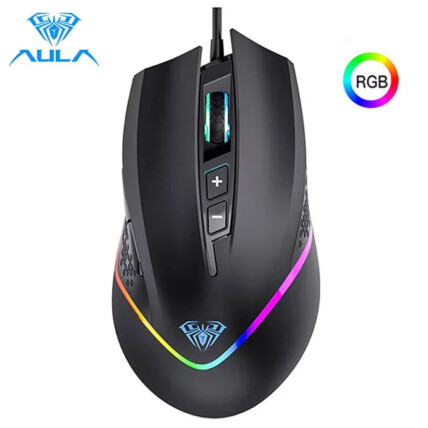 Mouse Gamer Profissional 6400dpi 7 Botões Programáveis Rgb Led Com Fio Aula - F805