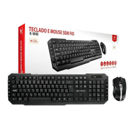 Kit Teclado e Mouse Sem Fio C3tech - K-W40BK