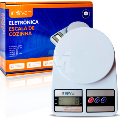 Balança Digital de Cozinha de Precisão 1g a 10Kg Nutrição e Dieta INOVA - SCALE-8341