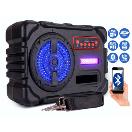 Caixa de Som Bluetooth Portátil 10W LED com Alça Grasep - D-4135