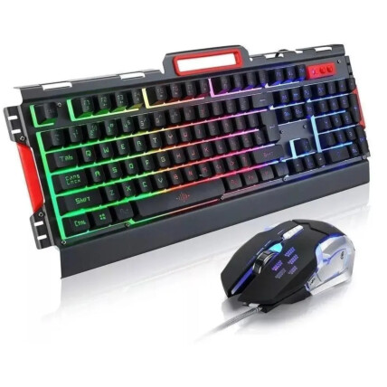 Kit Teclado Semi Mecânico e Mouse Gamer USB ABNT 2 Iluminado Led Rgb Metal Exbom - BK-G3000