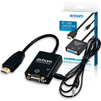 Cabo Conversor Hdmi A Para Vga Femea Com Audio Desbloqueado Cc-Hva100