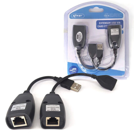 Adaptador Com Cabo Extensor Usb Via Ethernet RJ45 KNUP - HB-T88