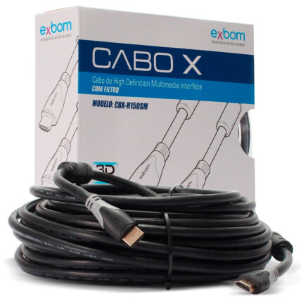 Cabo HDMI 15 metros Blindado V1.4 com Filtro e sem Malha Exbom - CBX-H150SM