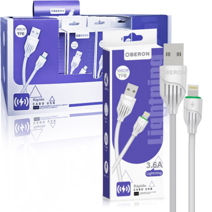 Cabo Lightning IOS x Usb Carregador 1 Metro OBERON - OR-CO15/L1 30 UNIDADES
