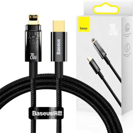 Cabo Tipo-c Para Lightning 20W 1M PD Explorer Series Fast Charging Preto BASEUS - CATS000001
