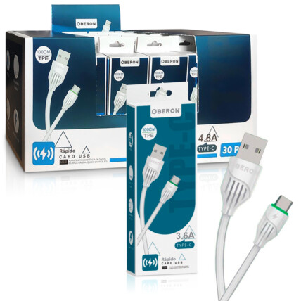 Cabo Tipo C x Usb Carregador 1 Metro OBERON - OR-CO15/C1 30 UNIDADES 
