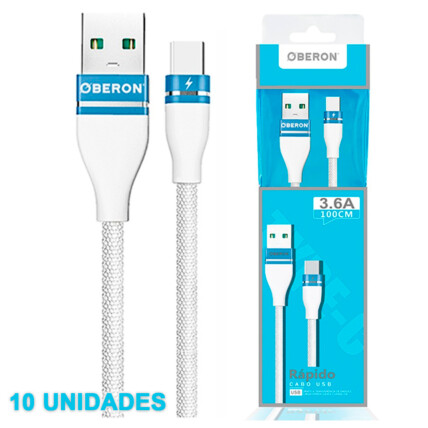 Cabo Type-C x USB 1 Metro para Celular OBERON - OR-CO02/C1 10 UNIDADES