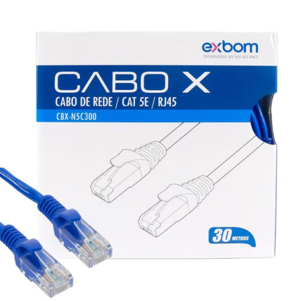 Cabo de Rede Rj45 Cat5e Azul 30 metros EXBOM 02816 - CBX-N5C300