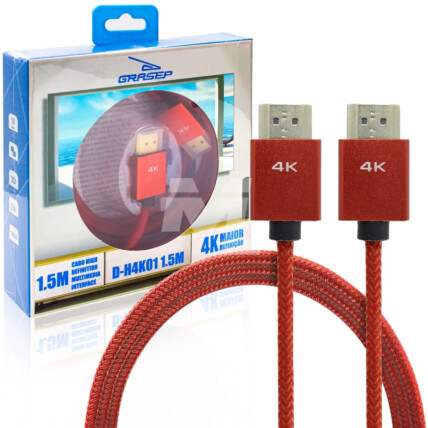 Cabo HDMI para HDMI 2.0 4K com 1.5 Metros GRASEP - D-4K01 1.5M