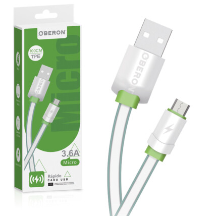 Cabo V8 micro USB 3.6A com 1 Metro OBERON - OR-CO13/M1