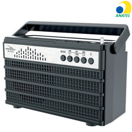 Caixa de Som Bluetooth Retrô FM/AM com Carregamento Solar GRASEP - D-Y13