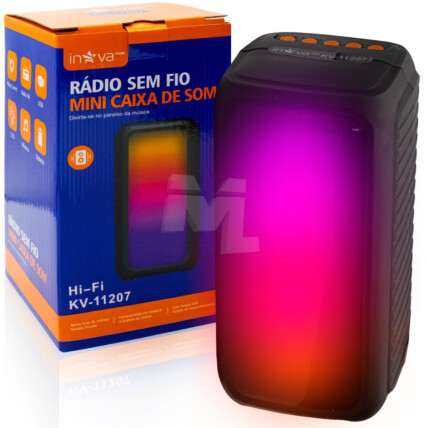 Caixa de Som Bluetooth Portátil com Led INOVA - KV-11207