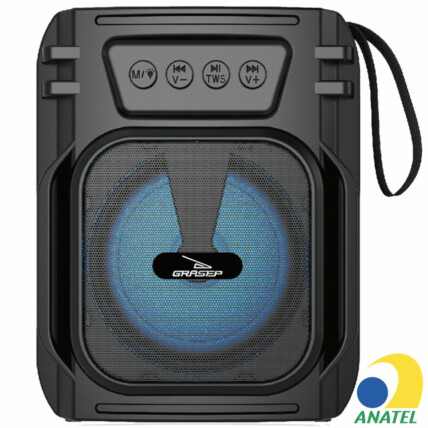 Caixa de Som Bluetooth Portátil 10W Rádio USB GRASEP - D-S3147