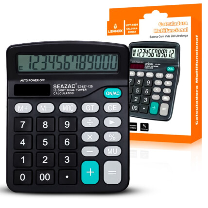  Calculadora 12 Dígitos Display LCD LEHMOX - LEY-1901 