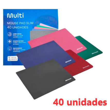 Caixa Fechada 40 Unidades Mouse Pad Slim Office Multilaser - AC066