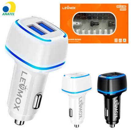 Carregador Veicular 2 USB 4.1A - LE-486 CAR Caixa com 50 UNIDADES