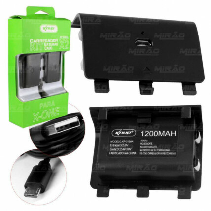 2 Unidades de Bateria e Cabo Carregador para Controle XBOX ONE Knup - KP-5126A