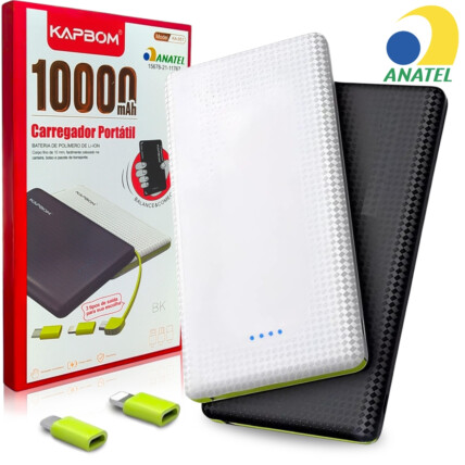 Carregador Portatil 10000mAh Slim Power Bank KAPBOM - KA-951