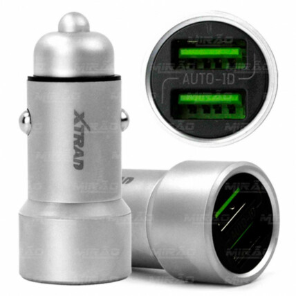 Carregador Veicular Liga de Zinco Auto ID de 2 USB 3.6A Xtrad - A1035