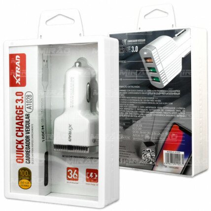 Carregador Veicular Auto ID de 1 USB 3.0A + 2USB Xtrad - A1028
