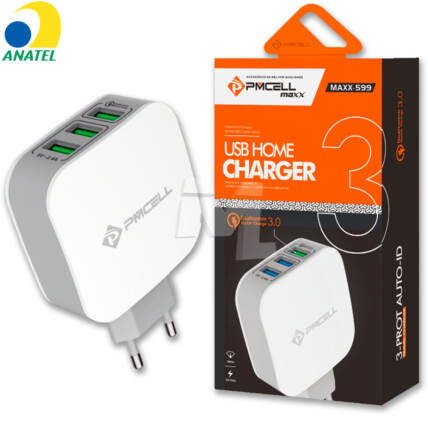 Carregador de Celular Maxx Quick Charge 3.0 com 3 Portas USB PMCELL - HC-41
