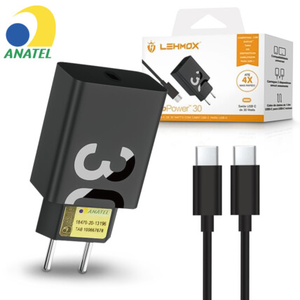 Carregador De Celular Turbo 30W Type-c Pd Com Cabo Lehmox - LE-490 PD