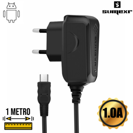 Carregador de Celular com cabo V8 Micro Usb 1000 mA Sumexr - SX-T7-V8