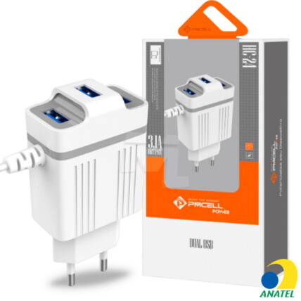 Carregador de Celular 3.1A com 3 Portas USB e Cabo V8 PMCELL - HC-24