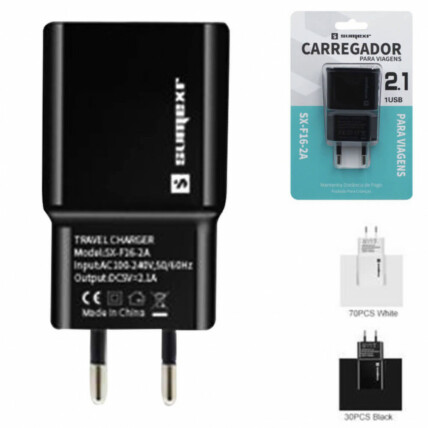 Carregador Usb 2.1A 5V Sumexr - SX-F16-2A