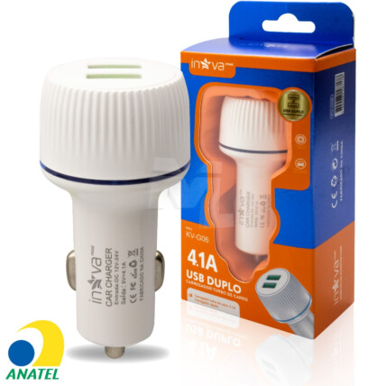 Carregador Veicular 4.1A com 2 Portas Usb INOVA - KV-G06