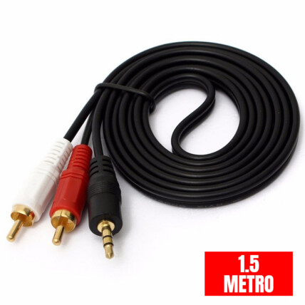 Cabo Auxiliar RCA x P2 3,5mm 1.5 Metros Estéreo Ponta Dourada Exbom - CBX-A2RCA15