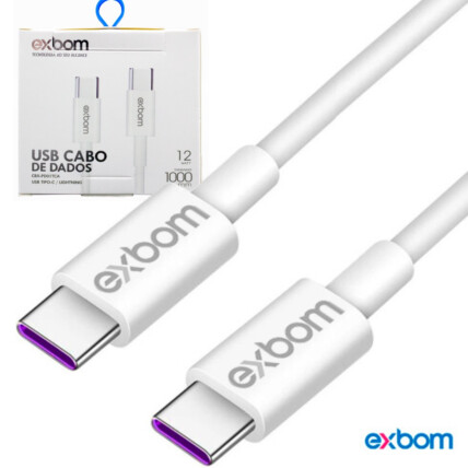 Cabo PD Usb Tipo C para Usb Tipo C 12 Watts com 1 Metro 03434 Exbom - CBX-PD01TCA