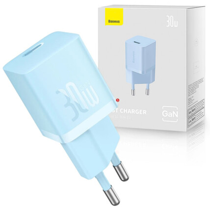 Carregador Tipo C Baseus Gan5 Fast Charger(mini) 1c 30w Azul - CCGN070603