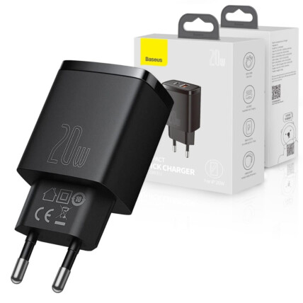 Carregador Baseus Compact Quick Charger U+c 20w Preto - CCXJ000001