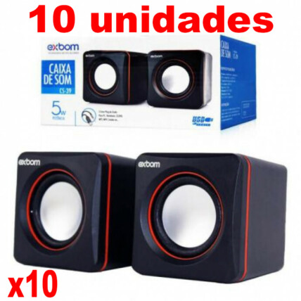 Kit 10 UN Caixa de Som para Notebook PC e Smartphone 2.0 5W Exbom - CS-39
