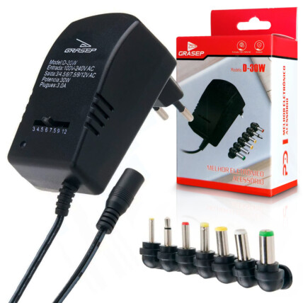 Fonte De Alimentação Universal Bivolt 30w 6 Plugs Grasep - D-30W