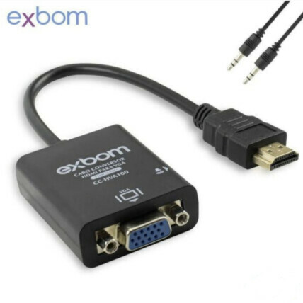 Conversor HDMI para VGA com Cabo de Áudio P2 - EXBOM CC-HVA60