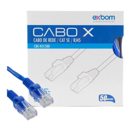 Cabo de Rede Rj45 Cat5e Azul 50 metros Exbom - CBX-N5C500