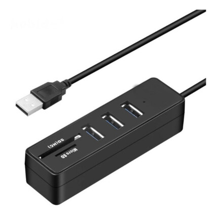 Hub 2.0 com 3 Portas Usb e Leitor de Cartões - KP-T117