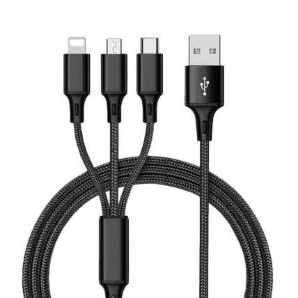 Cabo 3 em 1 V8, Type C, Lightning com 1 Metro sem Embalagem Altomex - AL-7021-31N1