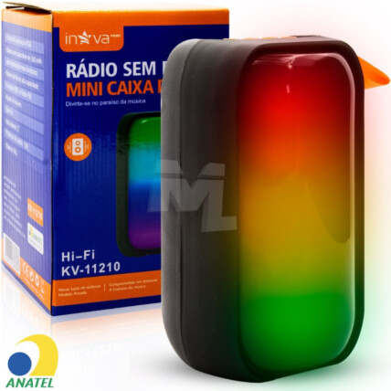 Caixa de Som Bluetooth Portátil com Led INOVA - KV-11210