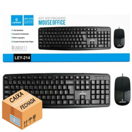 CAIXA FECHADA 30 Unidades Kit Teclado e Mouse com Fio Usb Padrão LEHMOX - LEY-214