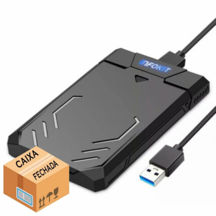 CAIXA FECHADA 100 Unidades Case para HD 2.5 Sata II USB 3.0 Fast 5Gbps Apoio Uasp 3TB Gamer INFOKIT - ECASE-340