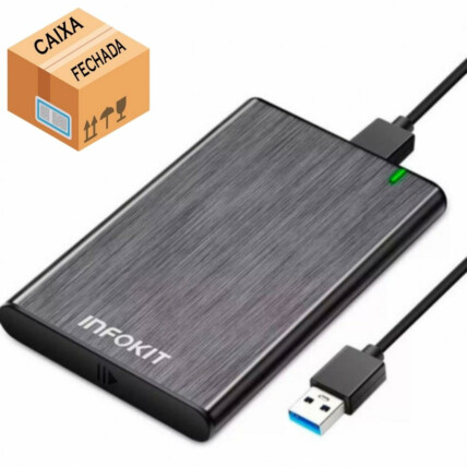 CAIXA FECHADA 100 Unidades Case para HD 2.5 Sata II USB 3.0 Fast 5GBPS Apoio UASP 3TB EXBOM - ECASE-330