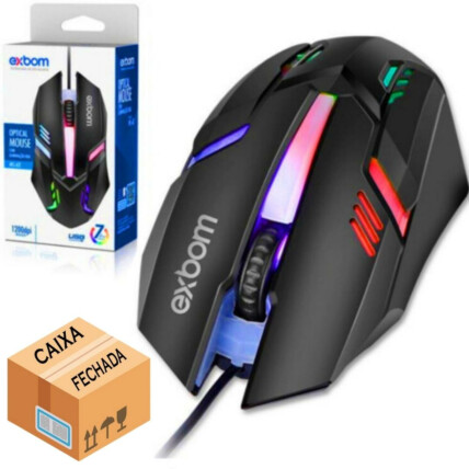 CAIXA FECHADA 200 Unidades Mouse Gamer 4D Fighter USB LED RGB 03949 - MS-62