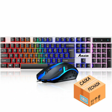 Kit Teclado e Mouse Gamer USB com Iluminação Led RGB - KM99 - CAIXA FECHADA 20 UNIDADES