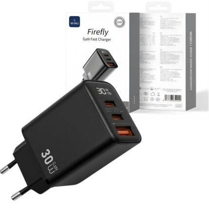 Carregador Turbo Firefly 30w Preto Com Tela Wiwu