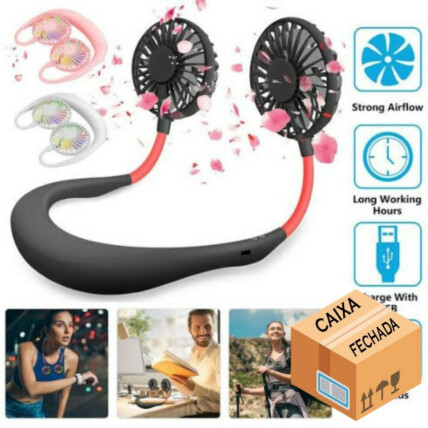 CAIXA FECHADA 60 Unidades Mini Ventilador Portátil Usb de Pescoço com LED XZ - FI0935