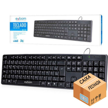 CAIXA FECHADA 20 Unidades Teclado Usb Standard ABNT Padrão Brasileiro EXBOM - BK-103